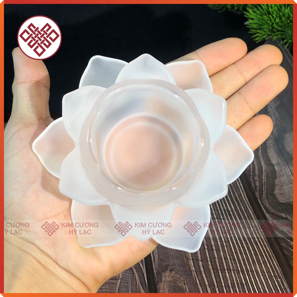 Chân Đèn Hoa Sen Trang Trí Bàn Thờ Mật Tông [Kim Cương Hỷ Lạc] Lưu Ly Đủ Các Màu Đựng Nến Cúng Phật, Gia Tiên