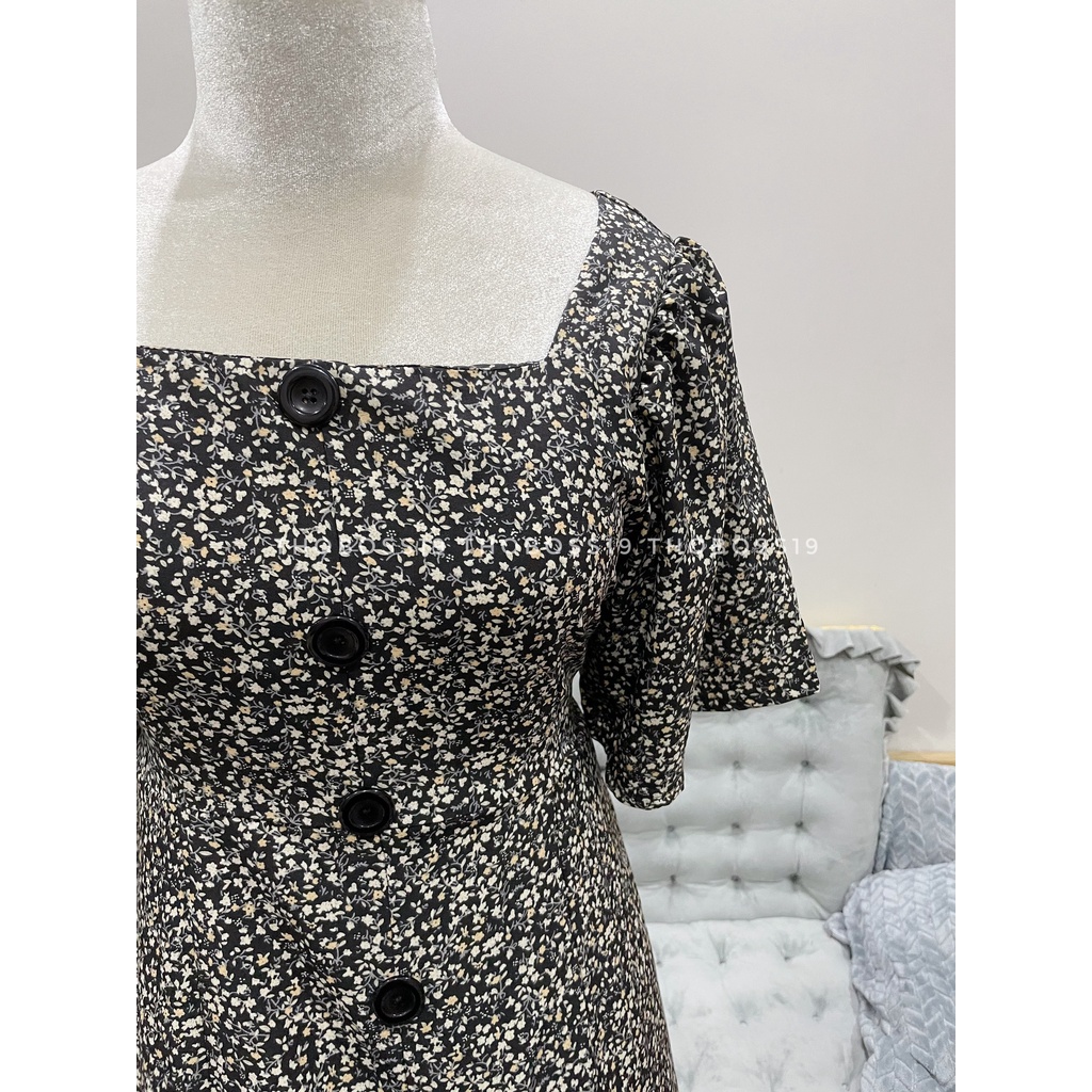 D121 - ĐẦM HOA BIGSIZE CỔ VUÔNG TAY BỒNG