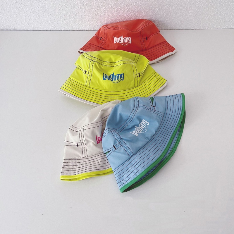 Nón Tai Bèo Phối Lưới Thoáng Khí Thêu Chữ Phong Cách Hàn Quốc Thời Trang Cho Bé