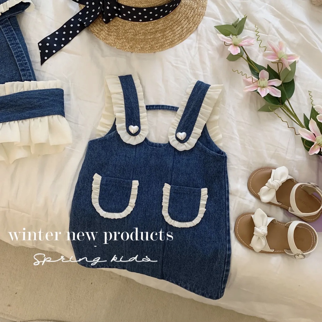 Đầm Yếm Denim Thời Trang Mùa Hè Dành Cho Bé Gái 2022