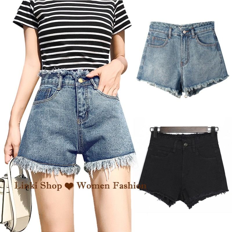 Quần short denim lưng cao thời trang nữ | BigBuy360 - bigbuy360.vn