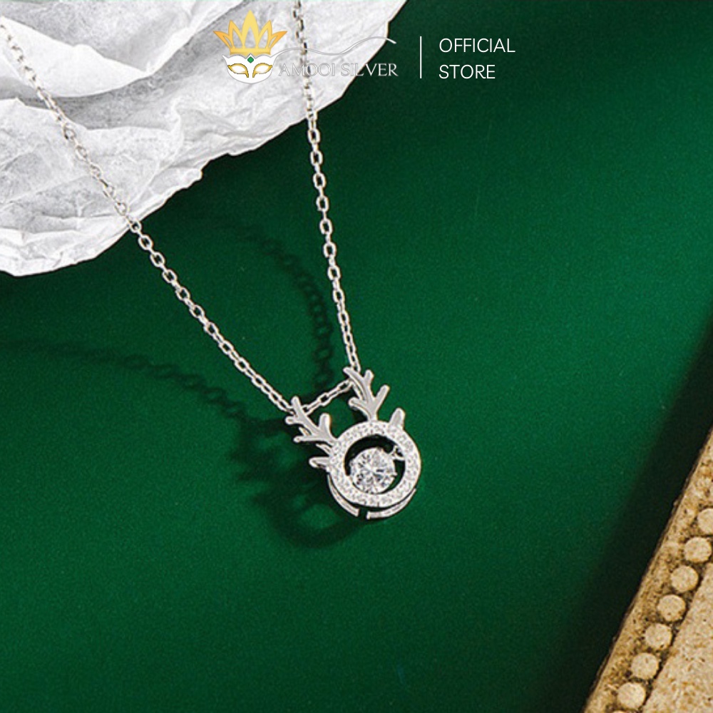 Dây Chuyền Bạc S925 Sừng Hươu Đính Đá Sang Trọng - Amooi Silver AD18