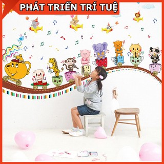 Decal dán tường đàn thú vui vẻ