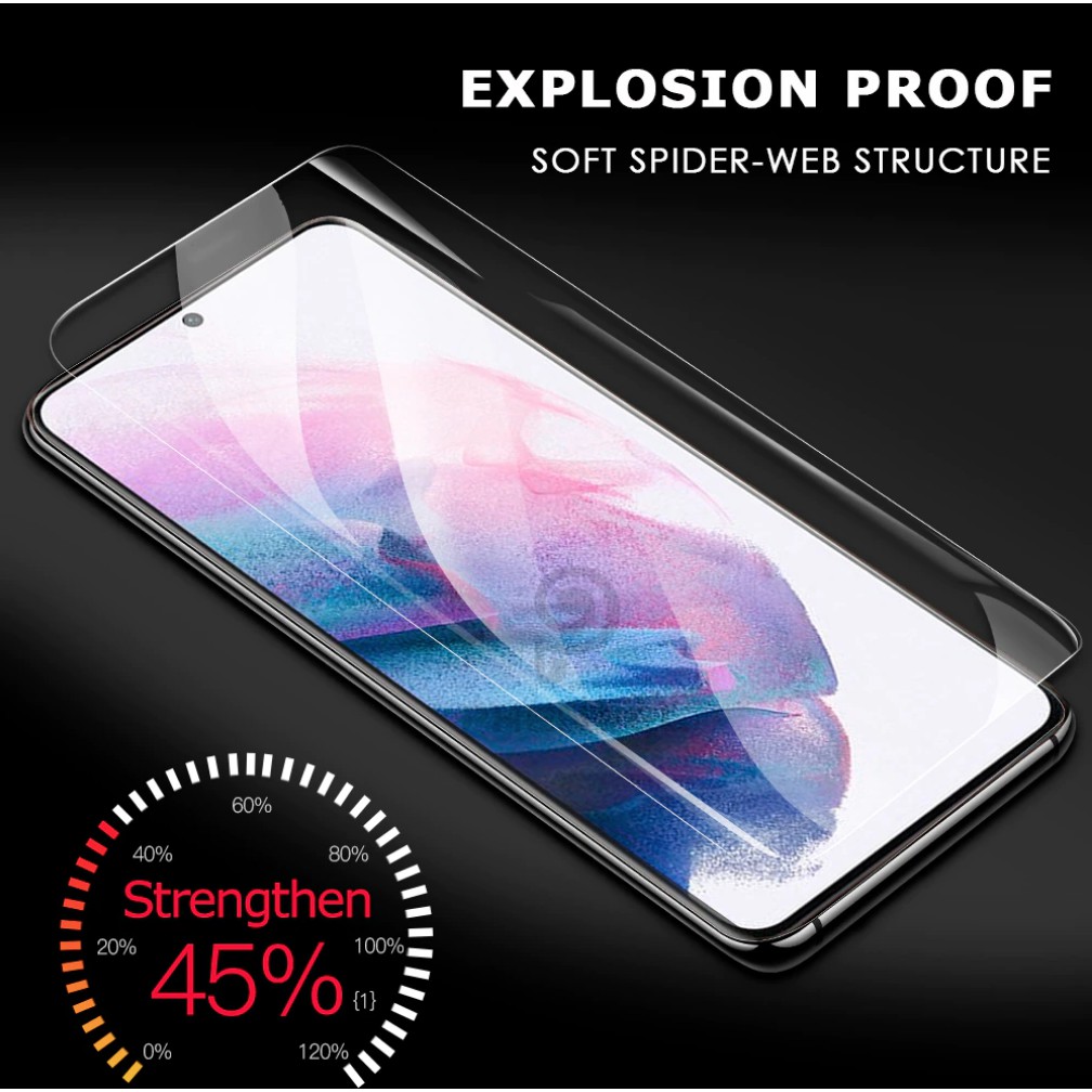 Miếng dán cường lực Samsung S21 Ultra, S21 Plus, S21 Full 2 mặt trước sau, dùng cảm biến vân tay siêu nhạy như chưa dán