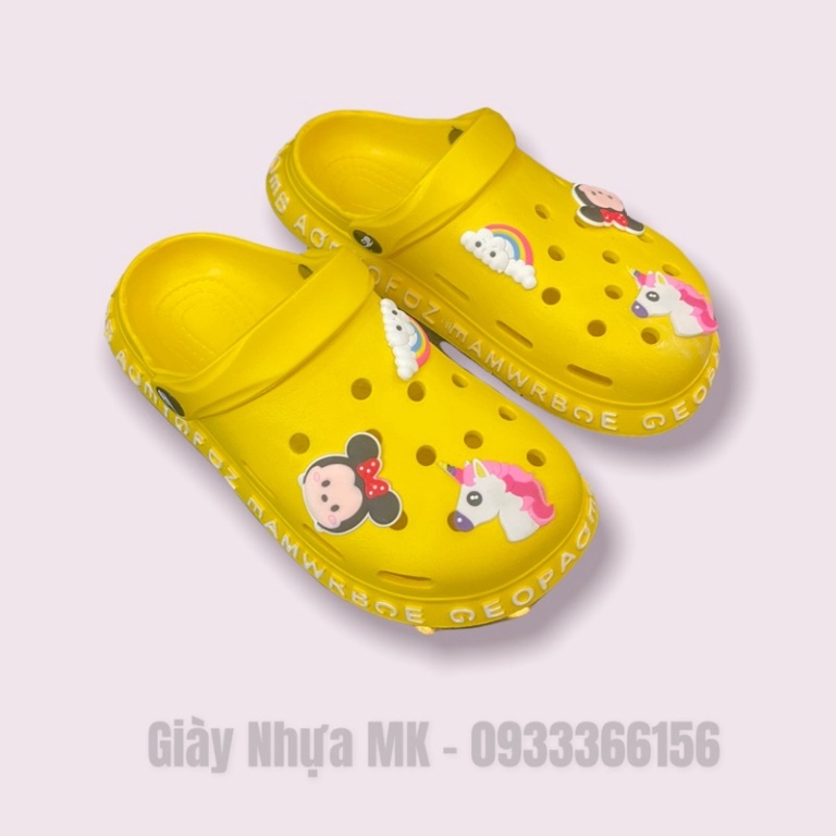 Dép sục nhựa nữ viền chữ siêu cute - Dép Cross Nữ tặng kèm 6 sticker đế đúc độn