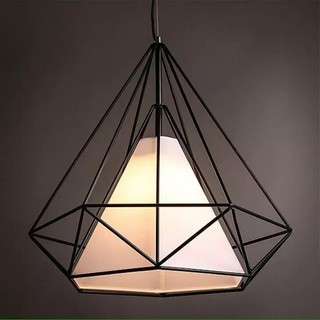 Đèn trang trí bàn ăn quầy bar quán cà phê hình kim cương đèn thả đơn màu đen 250mm led E27/8276/1BK