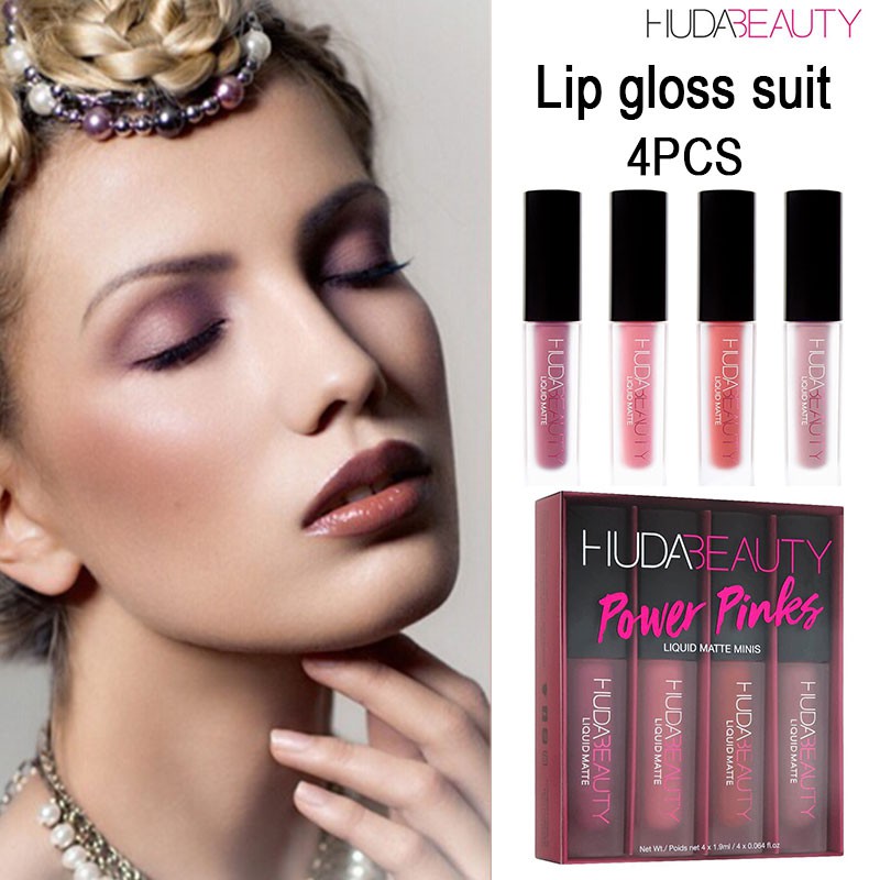Set 4 son môi HUDA BEAUTY lâu trôi màu sắc quyến rũ cho nữ | BigBuy360 - bigbuy360.vn