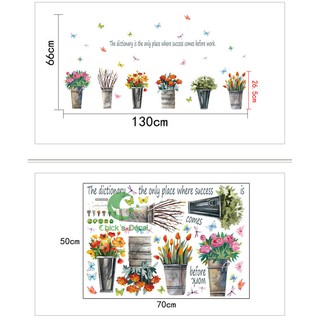 Decal dán tường hình chậu hoa trang trí