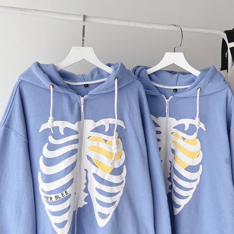 [sẵn] Áo Khoác Dây Kéo Nỉ Xanh VERBLEE PQK (nam nữ mặc )