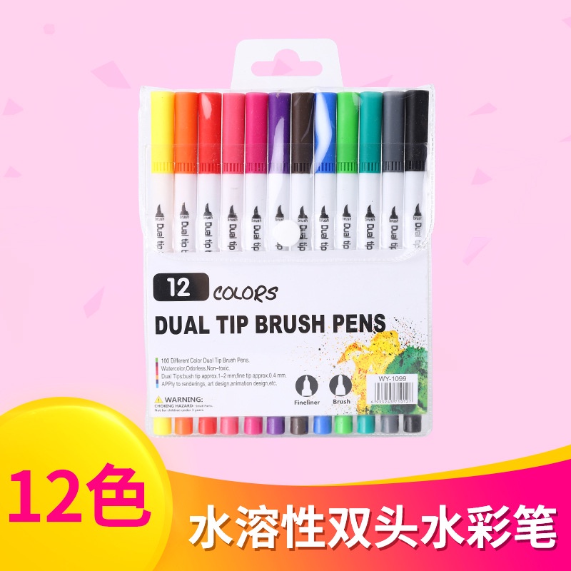 Bộ set 12 24 36 48 màu bút viết calligraphy luyện viết siêu đẹp , bút brush nhiều màu MONABOOK