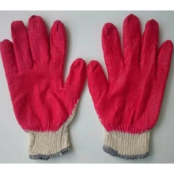 GĂNG TAY PHỦ NHỰA ĐỎ 40G , 50G - Hình Thật