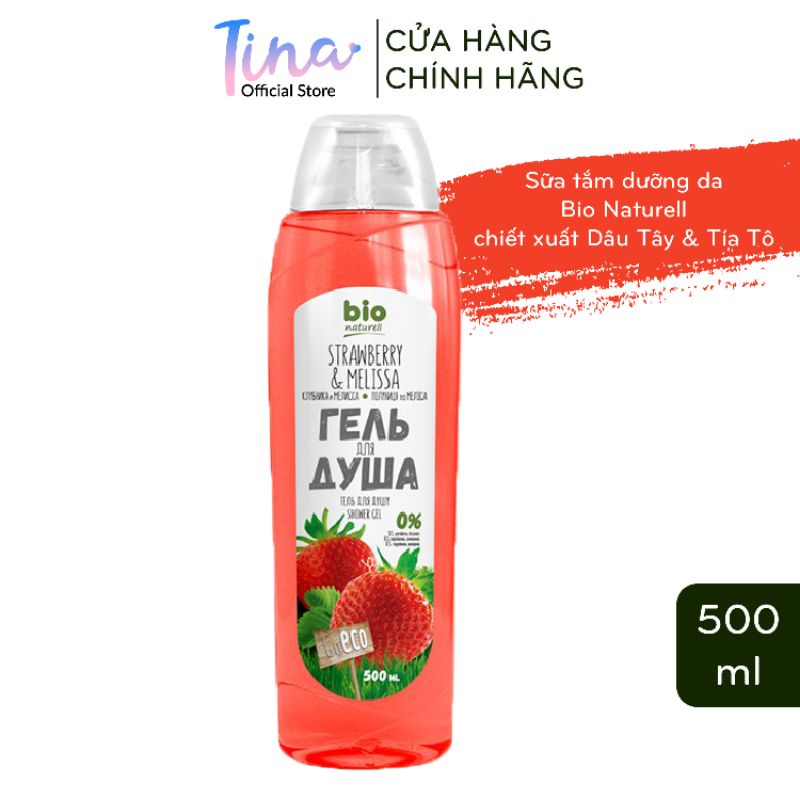 Sữa tắm Bio Naturell Dâu Tây và Tía Tô Đất thơm ngát 500ml - BioTopcare Official - TN141