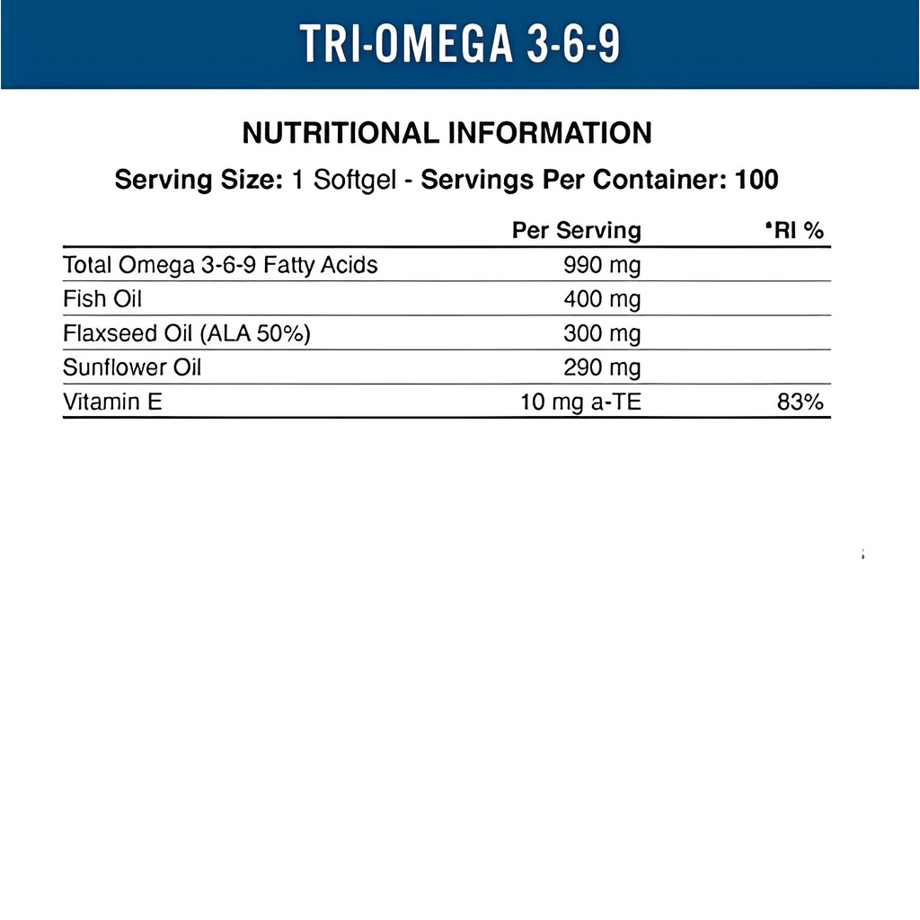 OMEGA 369 viên uống phát triển trí não đẹp da hạ mỡ máu Now Omega 3 6 9 100 Viên