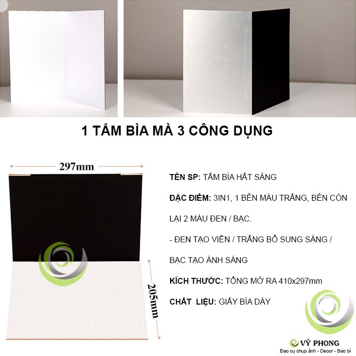 TẤM BÌA HẮT SÁNG 3IN1 ĐỂ BÀN TRẮNG / ĐEN / BẠC TRANG TRÍ ĐẠO CỤ CHỤP ẢNH SẢN PHẨM INS DDC-165