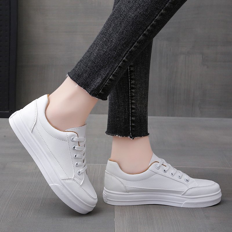 Giày thể thao màu trắng phong cách Harajuku cao cấp cho nữ