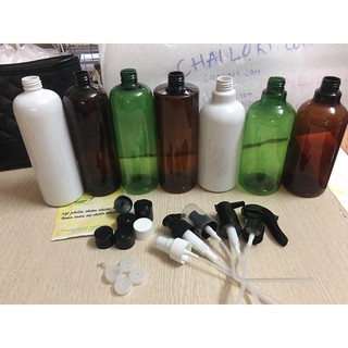 Combo 10 Chai 500ml nhựa nhiều màu ấn mỏ vịt, chai trung quốc túi  bọc từng chai nhựa pet cao cấp. chailokt
