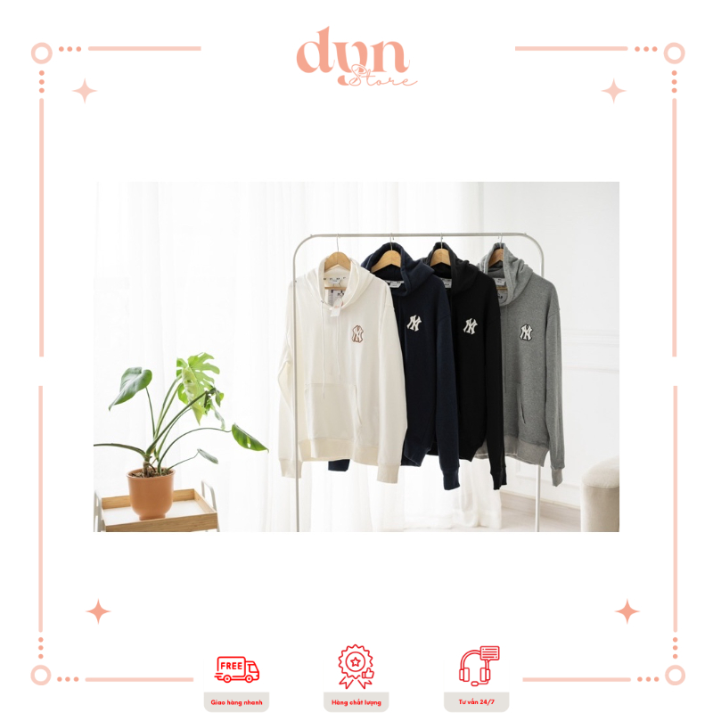 Áo nỉ da cá, áo hoodie MLB NY chất liệu nỉ da cá dày dặn full tag hàng xuất dư xịn