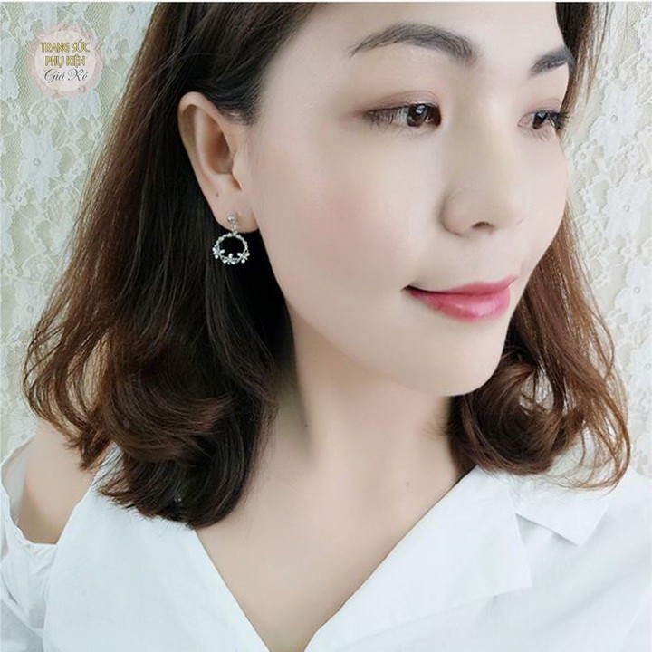 Bông tai nữ dáng dài vòng hoa thời trang Hàn cực xinh HT190