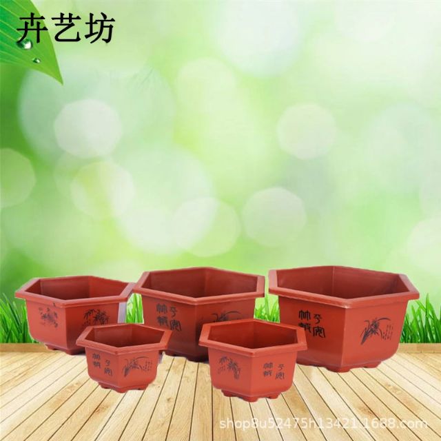 (Ship từ 3 chậu 1 loại) Chậu nhựa lục giác trồng cây bonsai cây cảnh loại tốt