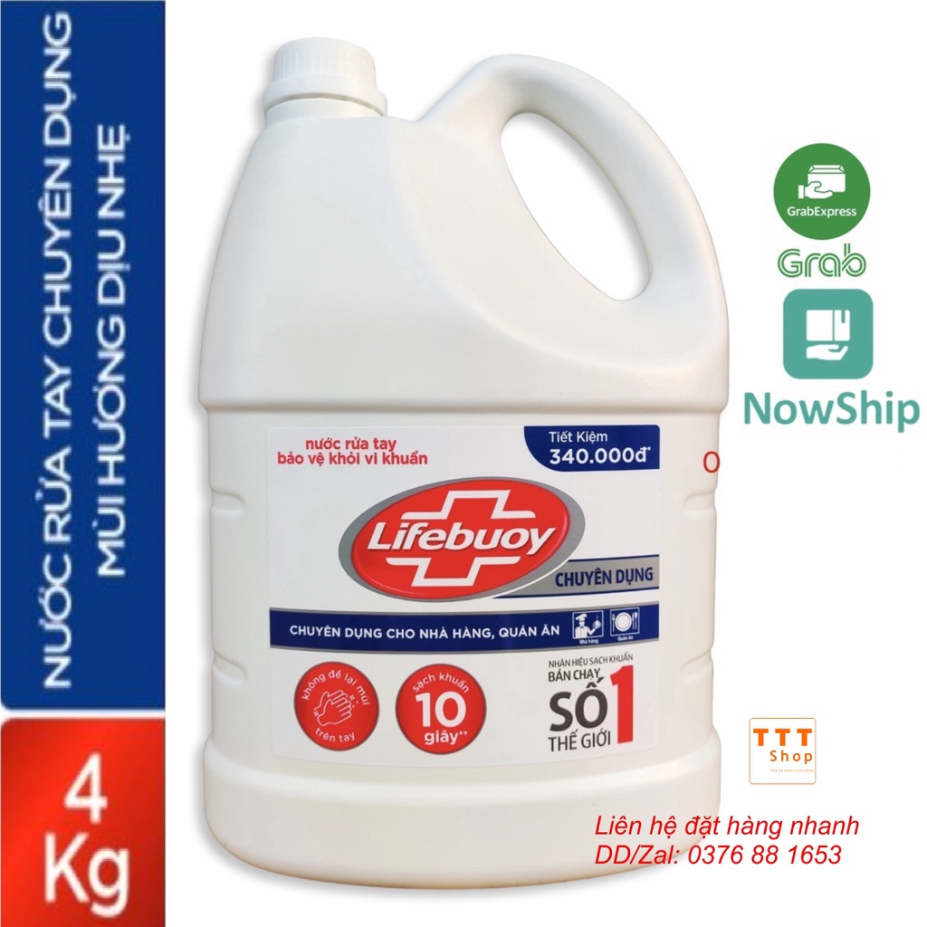 Nước Rửa Tay LIFEBUOY PROFESSIONAL nước màu trắng Can 4kg/can siêu tiết kiệm