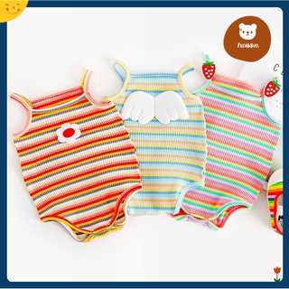  Áo Liền Quần Sọc Ngang Dành Cho Bé Gái Sơ Sinh 3 Màu Tùy Chọn