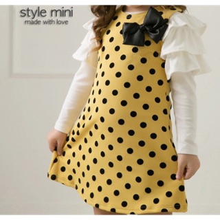 Đầm chấm bi dài tay cho bé gái