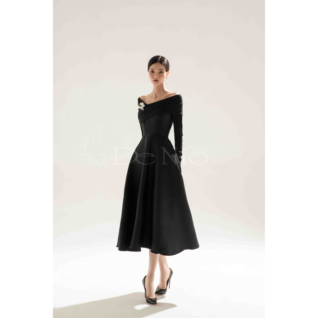 De Nio - Váy Taffeta phối len tăm