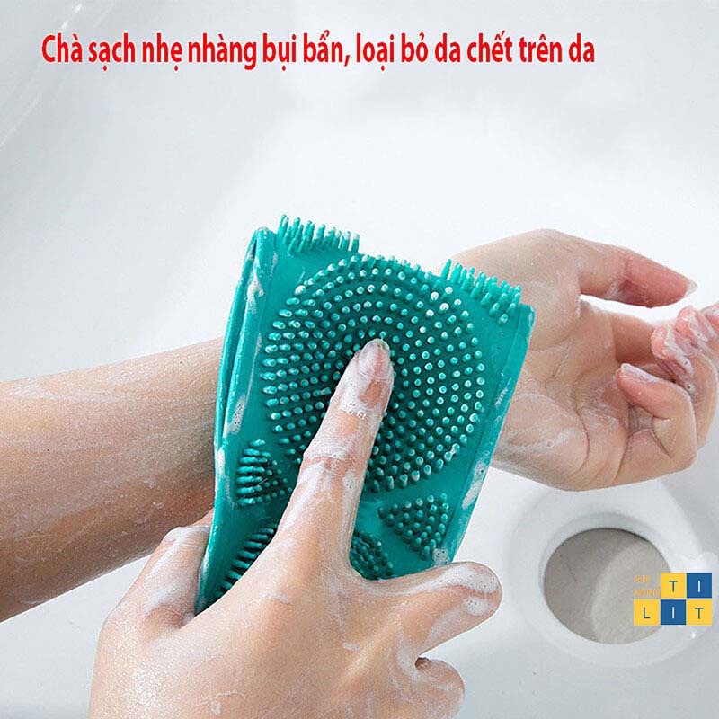 Dây Tắm, Cọ Tắm, Đai tắm Chà Lưng, có gai bằng gel silicon mềm, Massage thư giãn ( GH màu ngẫu nhiên )