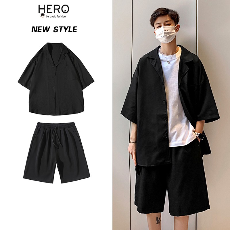 SET BLazer Tay Ngắn Mùa Hè Quần Short SET01 Form Dáng Rộng Phong Cách Hàn Quốc Thời Trang MrHero