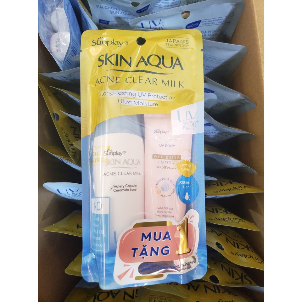 Sữa chống nắng dưỡng da ngừa mụn Sunplay Skin Aqua Acne Clear Milk 25gr
