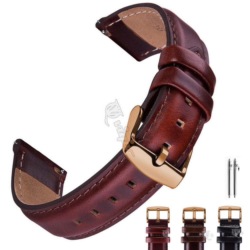 Dây Đồng Hồ Bằng Da Thật 18 20 22mm Kèm Chốt Tháo Gỡ Nhanh