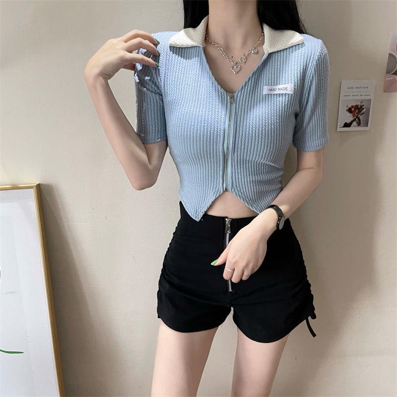 Áo Thun Tay Ngắn Có Dây Kéo  tao bao
