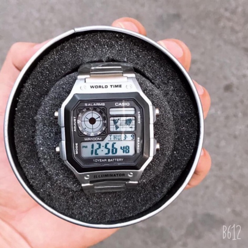 Đồng hồ nam Casio AE 1200-WHD chống nước, phong cách lịch lãm thể thao sang trọng, tặng kèm pin