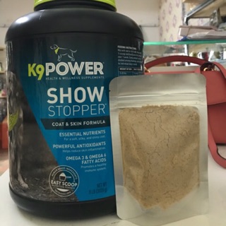 Bột dưỡng dài và mượt lông, giảm rụng lông K9 Show Stopper chiết bịch 100gr,200gr,300gr,400gr,500gr