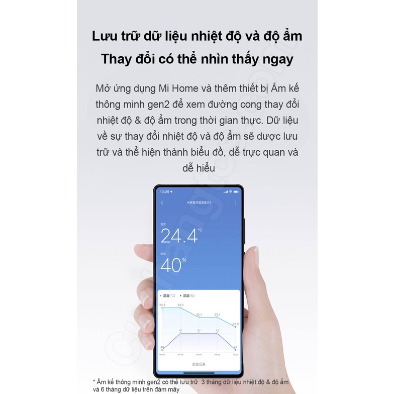 Ẩm kế thông minh gen2 Xiaomi Mijia - Đồng hồ đo nhiệt độ, độ ẩm Bluetooth Mijia gen 2