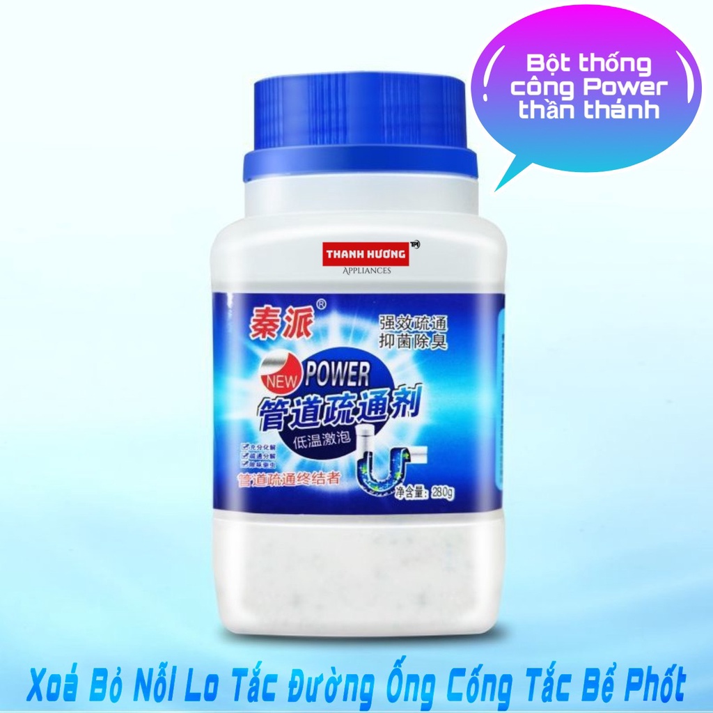 Bột thông cống, thông tắc bồn cầu bồn rửa mặt cực mạnh Power lọ 260 gram