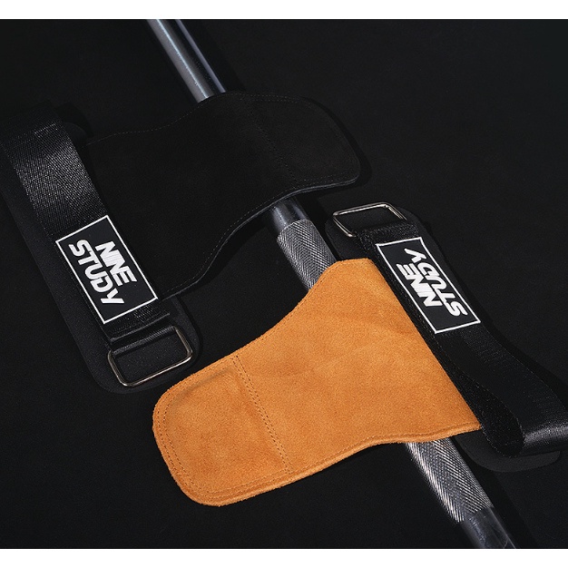 Găng Tay Tập GYM Hở Mu Bàn TayLifting Grips NINE STUDY - Dây Kéo Lưng-Lifting Grips ( Lót Tay &amp; Kéo Lưng )