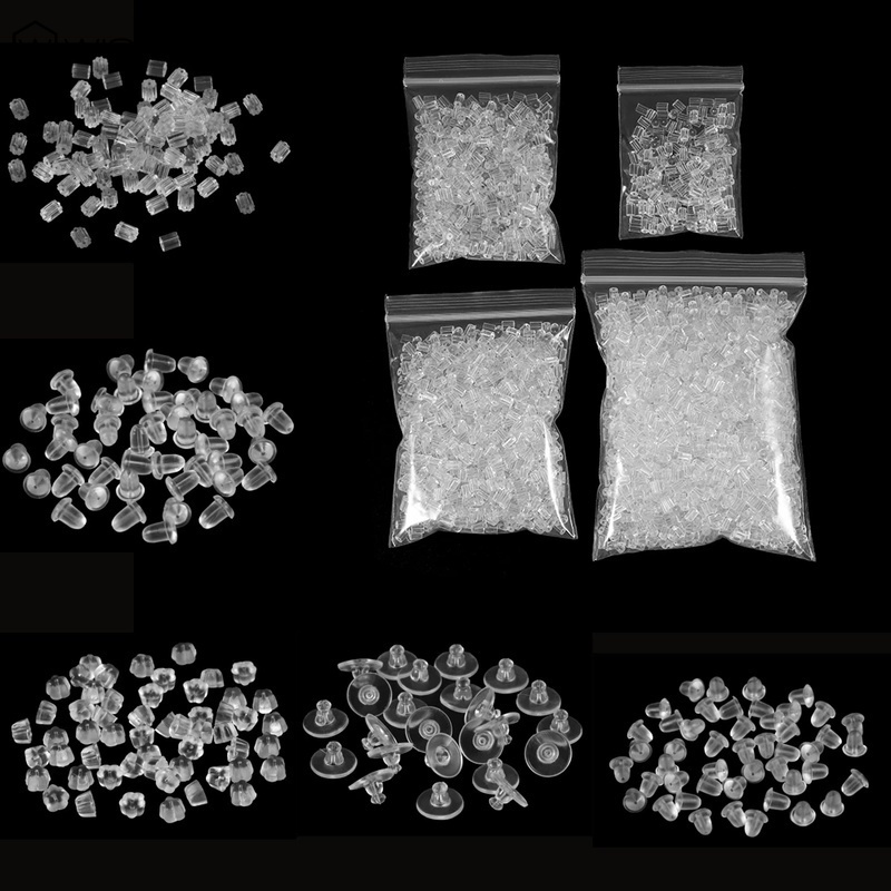 100 Nút gắn bông tai bằng silicon hình tròn diy