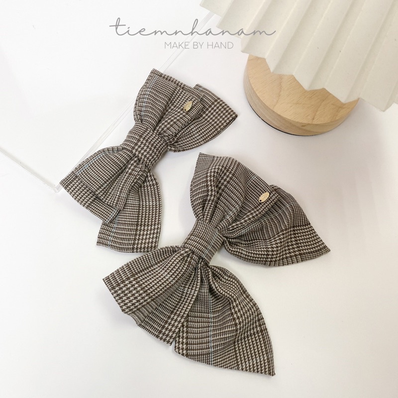 🎀 KẸP TÓC DẠ HOẠ TIẾT ĐÍNH TAG HANDMADE - [ Nhà Nấm handmade ]