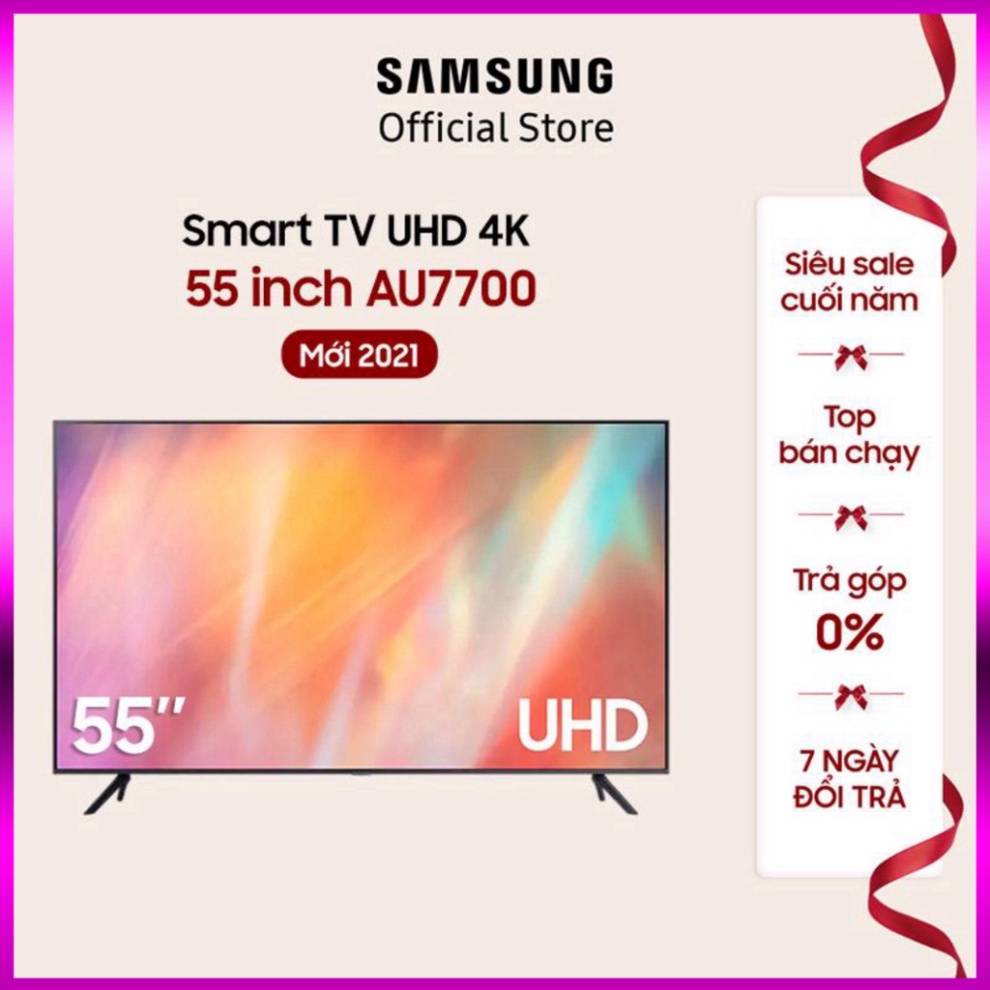 Smart Tivi Samsung Crystal UHD 4K 55 inch UA55AU7700KXXV - Miễn phí lắp đặt (siêu sale)