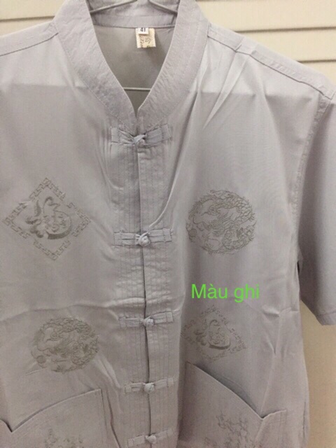 Áo sơ mi cổ tàu nam trung niên