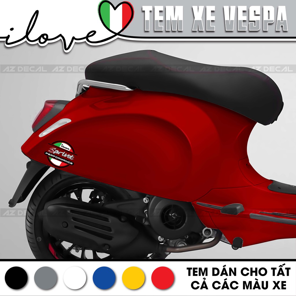 Tem Xe Vespa Italia | VP09 | Xe Vespa LX/Sprint/Primavera/GTS | Tem Rời Xe Vespa Chất Liệu Decal Cao Cấp