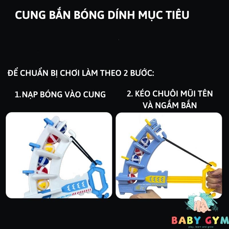 Cung bắn bóng dính mục tiêu cho bé kèm 6 bóng và móc treo BABYGYM đồ chơi vận động an toàn