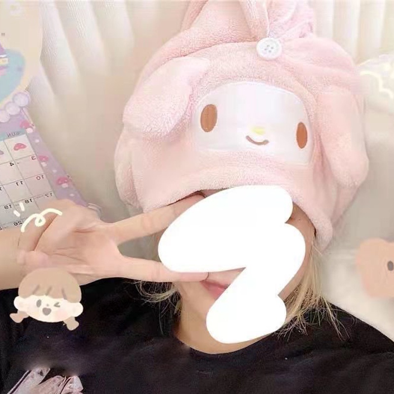 Mũ Trùm Đầu Làm Khô Tóc Bằng Sợi Microfiber Họa Tiết Hoạt Hình Dễ Thương Cho Nữ
