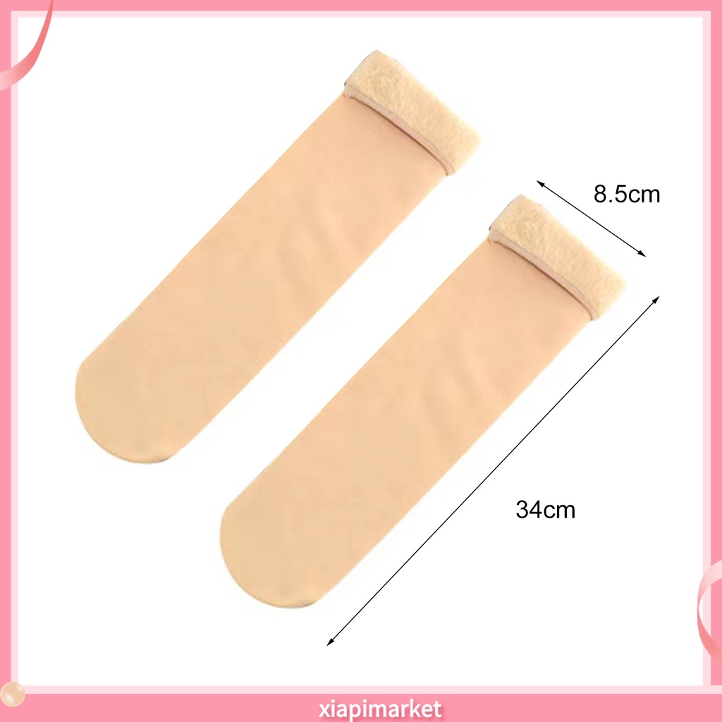 [XP] 1 Đôi Vớ Lông Nhung Siêu Mềm Co Giãn Màu Trơn Thời Trang Thu Đông