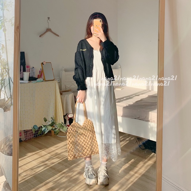 Váy hai dây ren trắng | BigBuy360 - bigbuy360.vn