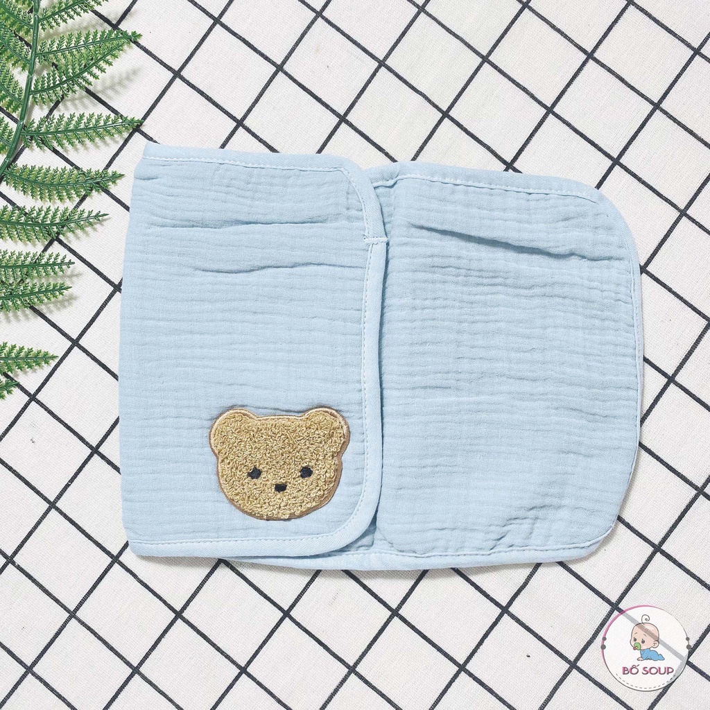 Gối xô sơ sinh cotton mềm mại thấm hút mồ hôi cho trẻ sơ sinh hình Gấu