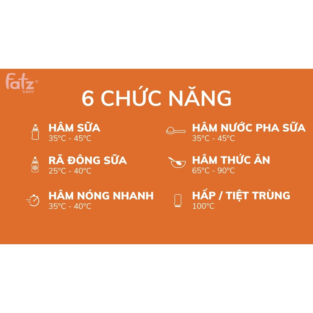 MÁY HÂM SỮA TIỆT TRÙNG ĐIỆN TỬ 4 BÌNH - QUATRO 1 - FATZ BABY FB3015CY TÍCH HỢP 6 CHỨC NĂNG