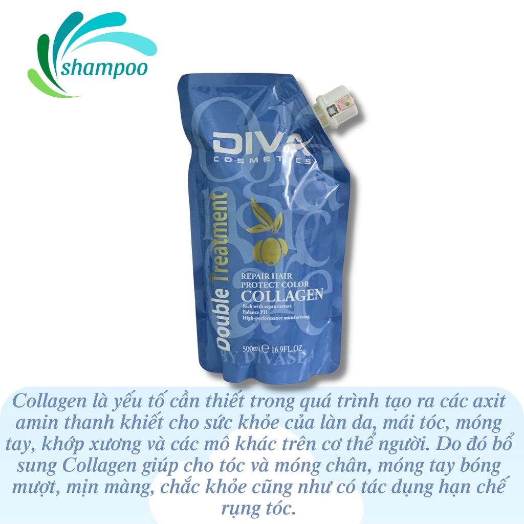 Kem ủ tóc hấp phục hồi dưỡng tóc COLLAGEN DIVA túi 500ml hàng chính hãng ủ tóc tại nhà hiệu quả