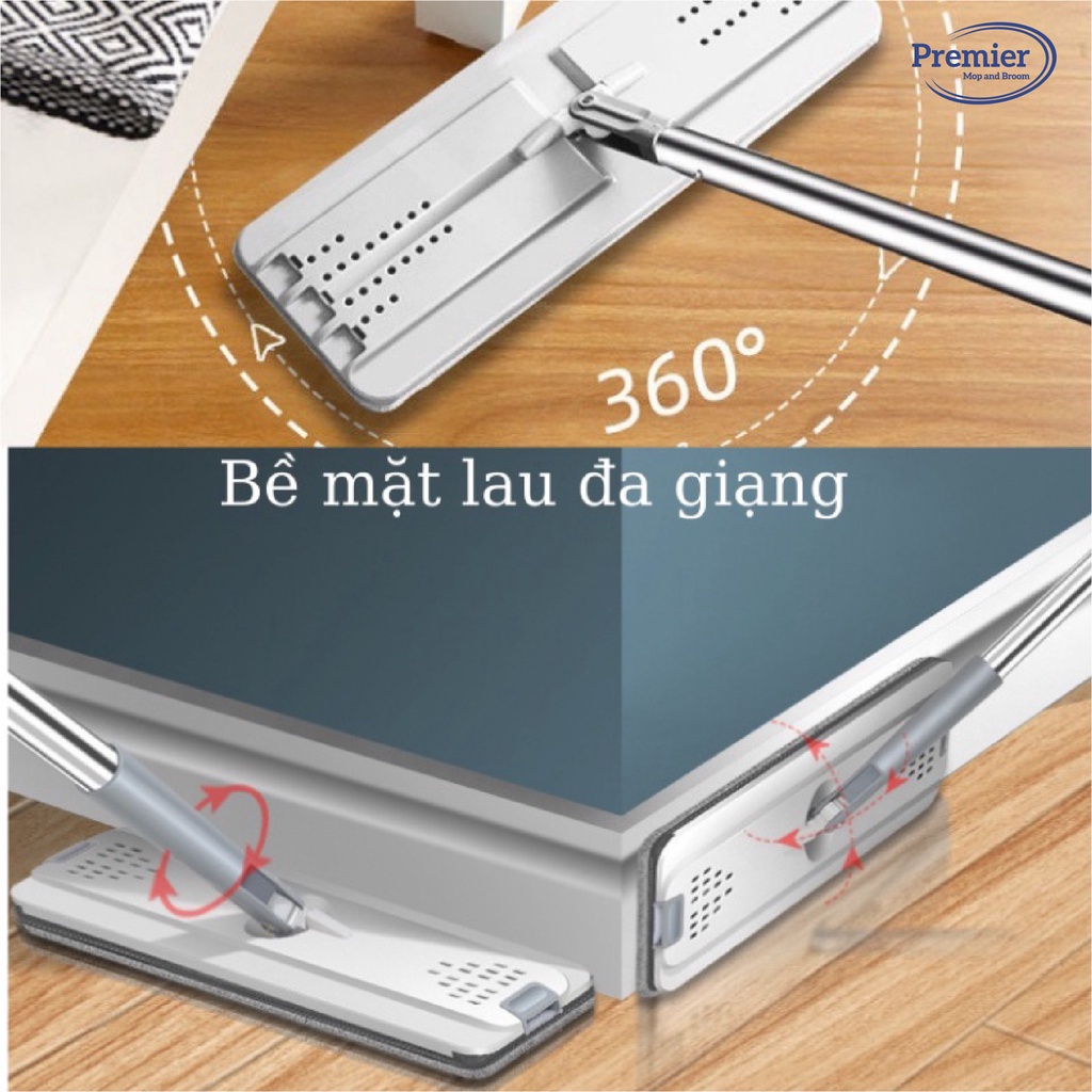 Cây lau nhà tự vắt thông minh Pulito, Bộ lau nhà 360 độ tặng kèm 2 bông lau BLN-R4